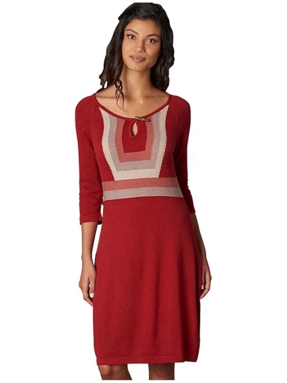 prAna Women’s Yarrah Organic Cotton Sweater Dress Sunwashed Red Large